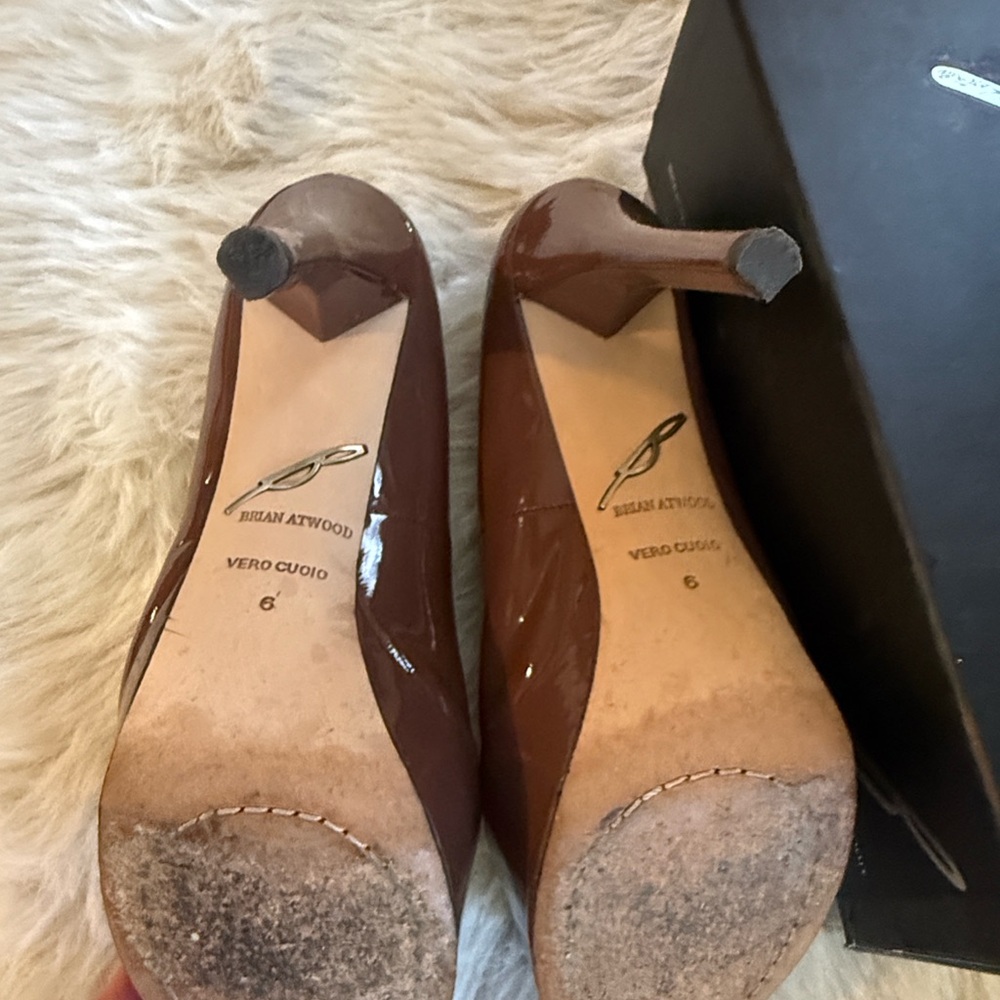 Brian Atwood Glossy Brown Platform Heels - Picture 7 of 12